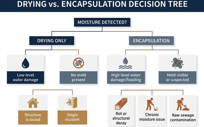 Decision tree for drying vs encapsulation