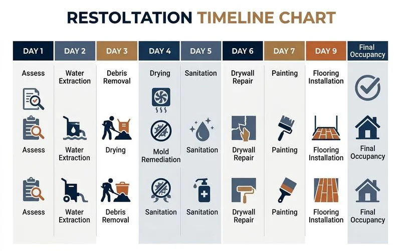 Detailed restoration timeline chart