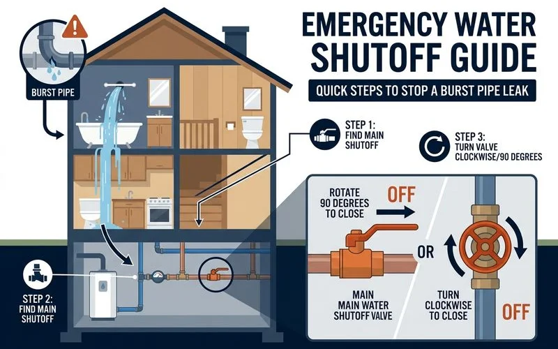 Main water shutoff valve diagram