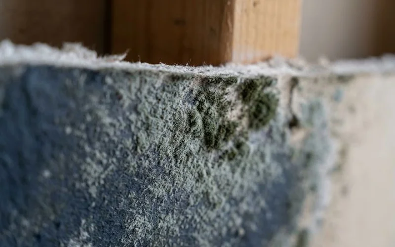 Mold spores colonizing damp materials