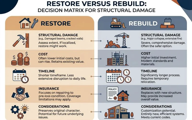 Restore vs rebuild decision matrix