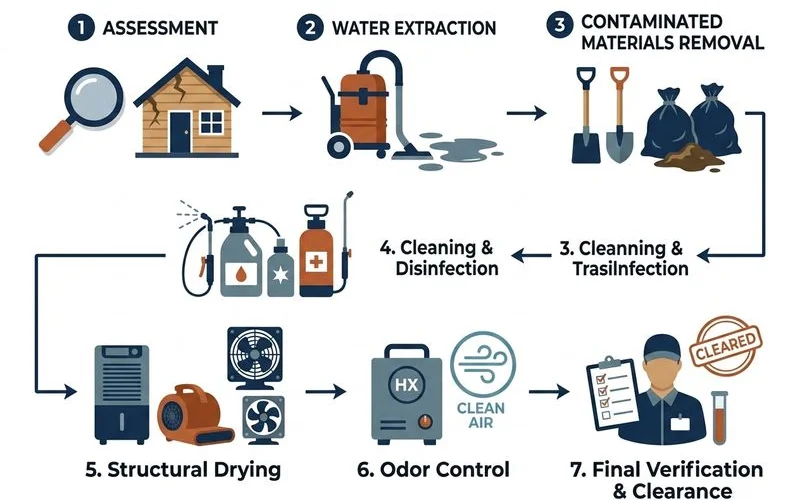 Sewage cleanup process flow chart
