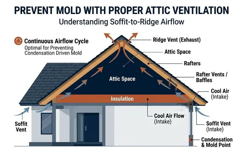 Attic ventilation airflow diagram