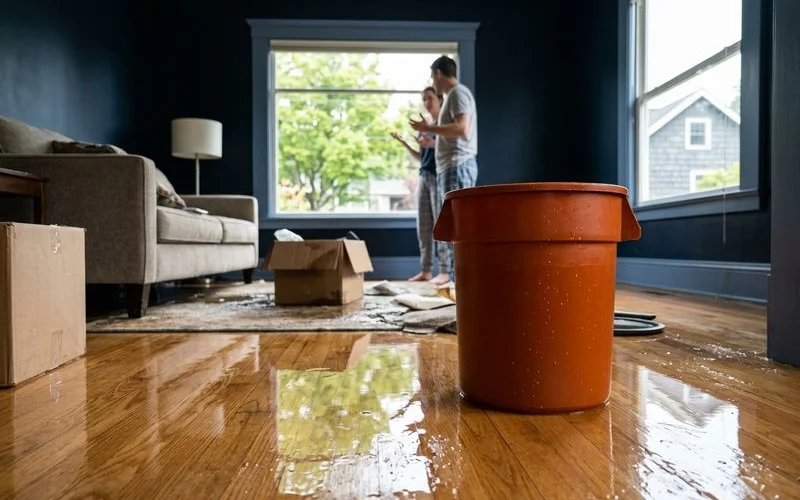 Standing water in Queen Anne home before extraction