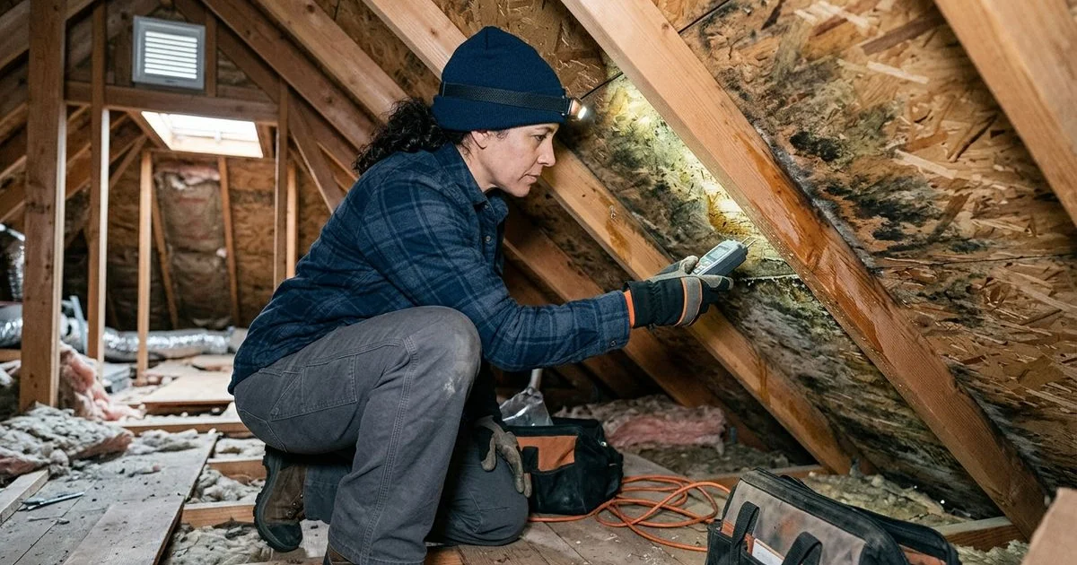 Attic mold on north-facing sheathing in PNW home