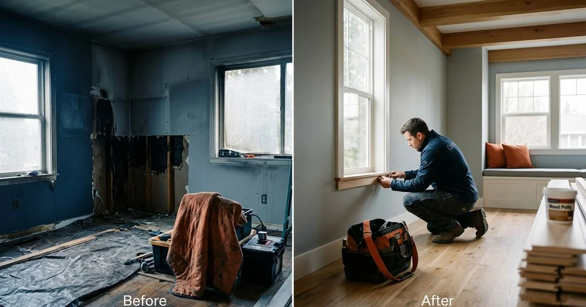 Before and after pre-loss condition restoration