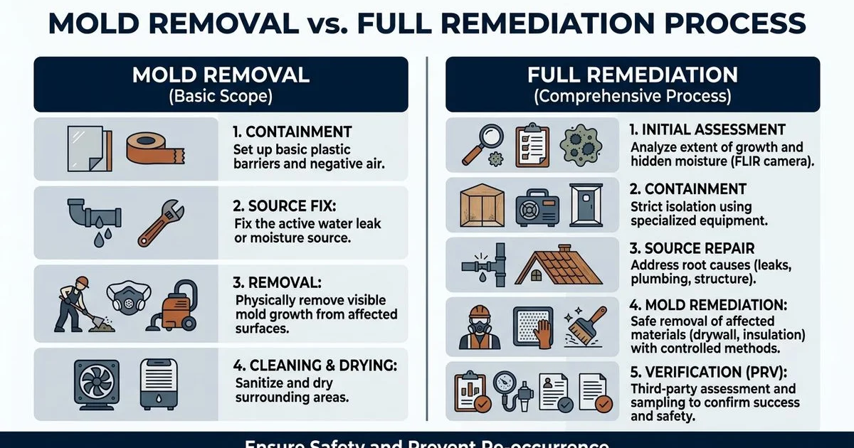 Mold removal vs remediation comparison