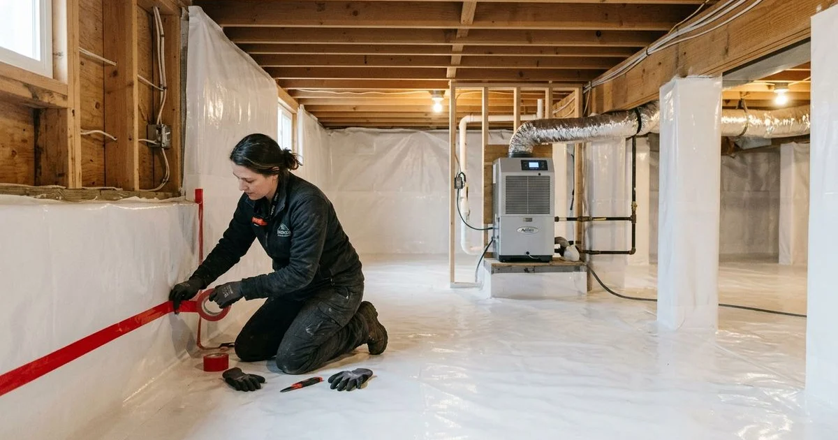 Completed crawl space encapsulation