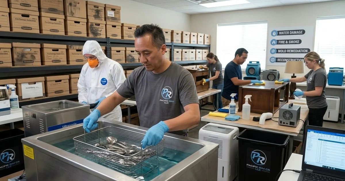 Specialist restoring fire-damaged contents