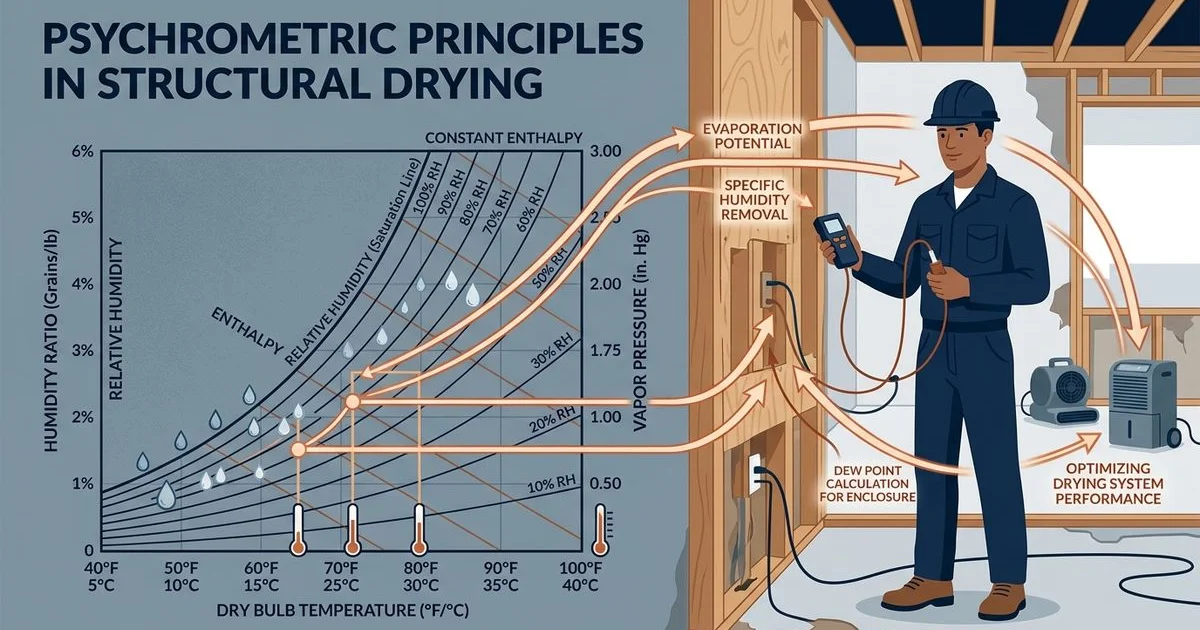Psychrometric chart and structural drying setup