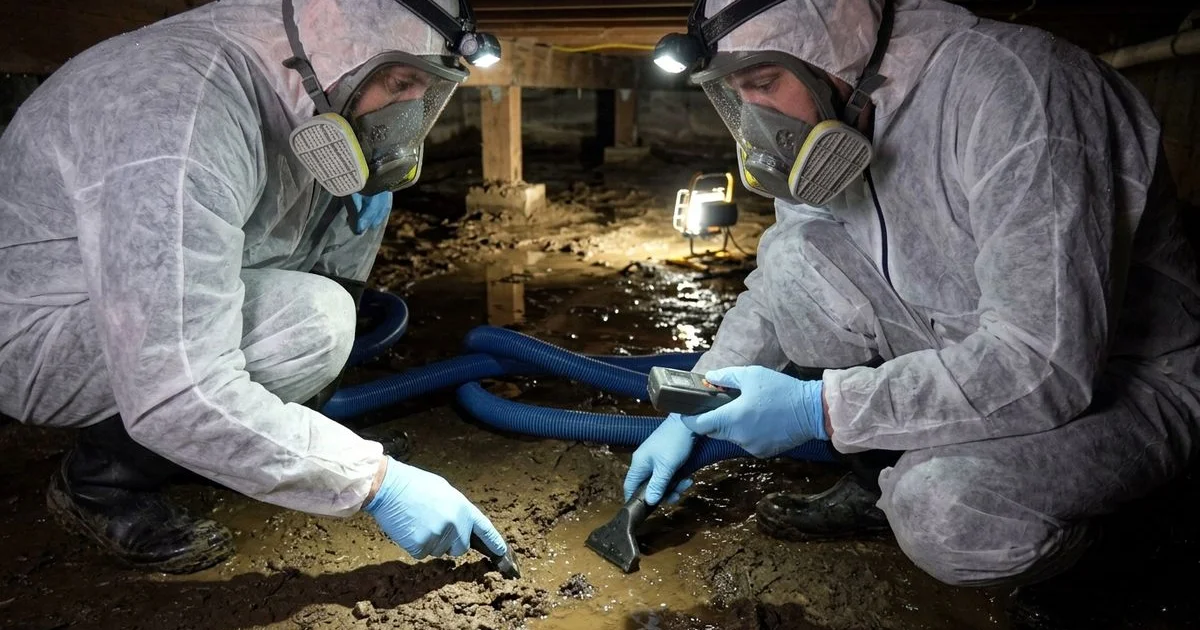 Standing water in a soil-exposed crawl space