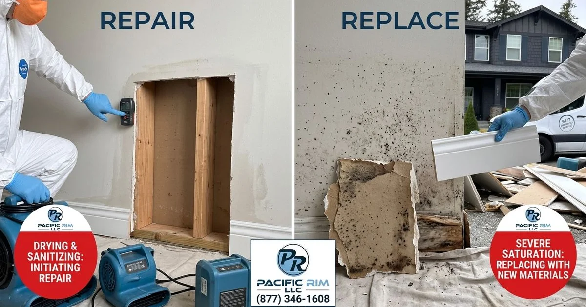 Repair vs replace comparison for water damage materials