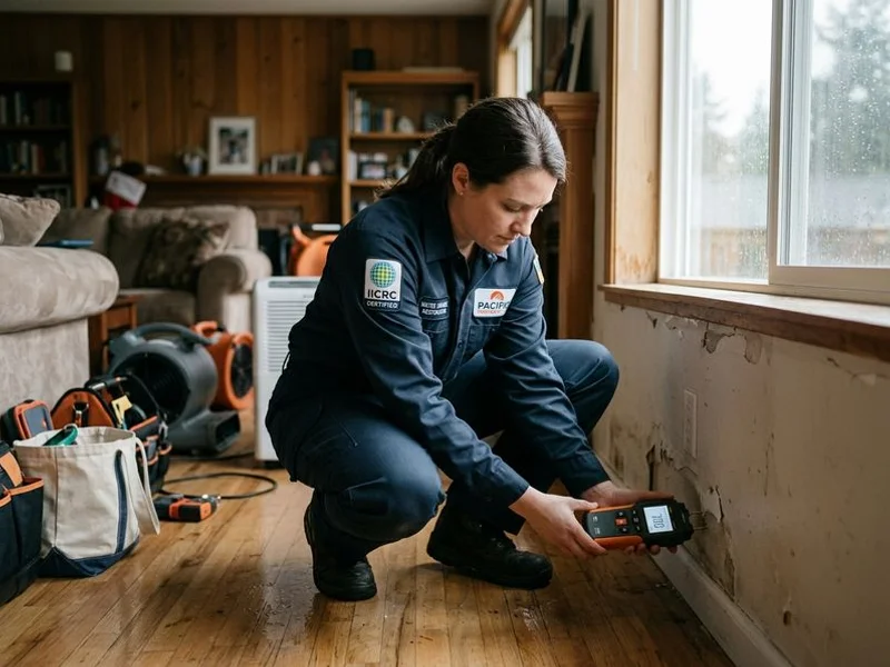 IICRC-certified Seattle technician inspecting water damage